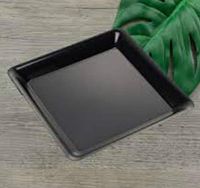 4 12" Square Black Plastic Trays Heavy Duty Plastic Serving Tray 12" x 12" Serving Platters Food Tray Decorative Serving Trays Wedding Platter Party Trays Great Disposable Serving Party Platters