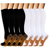Copper Compression Socks For Men & Women -8 Pairs- Best for Running, Athletic, Medical, Pregnancy and Travel (C2-Black / Black / Gray / Black / Black / White / White / Black-8 pack, Small / Medium)