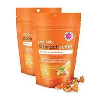 UpSpring Stomach Settle Drops for Nausea, Gas, Bloating, Morning Sickness and Motion Sickness Relief, 28 Count Individually Wrapped Drops for Tummy with Ginger, Lemon, Spearmint, Honey and B6, 2 Pack