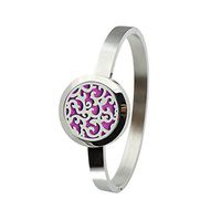 Aromatherapy Essential Oil Diffuser Hollow Smooth Stainless Steel Cloud Floral Pendant 25mm vintage Bangle Bracelet for Perfume