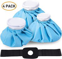 Ice Bag, Cold Pack Reusable Cold Bag Hot Water Bags for Injuries with Adjustable Wrap, Hot & Cold Therapy and Fast Pain Relief, 4-Pack, 3 Sizes (6"/9"/11") for Hot Therapy is 122℉-140℉