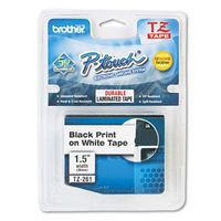 Brotheramp;reg; P-Touchamp;reg; - TZe Standard Adhesive Laminated Labeling Tape, 1-1/2w, Black on White - Sold As 1 Each - Perfect for labeling file folders and binders, name badges, and small signage.