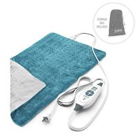 Pure Enrichment PureRelief XL (12"x24") Electric Heating Pad for Back Pain and Cramps - Ultra-Soft with 6 Temperature Settings, Auto Shut-Off, and Moist Heat (Turquoise Blue)