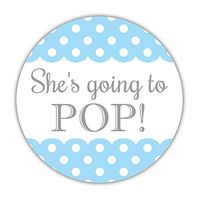 40 Ready to pop Stickers Blue, 2 inches - Going to pop Labels - Baby Shower Popcorn Favors (Sky Blue)