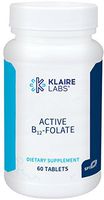 Klaire Labs Active B12-Folate Lozenges - Vitamin B12 Supplement - High Potency Methylcobalamin and Methylfolate - Supports Memory, Mood and Vascular Health - Hypoallergenic (60 Dissolvable Tablets)