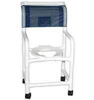 MJM International 118-3TW-CB-DDA-SF Standard Shower Chair, Cushion Back, Double Drop Arms, Slide Out Footrest, 300 oz Capacity, 40.5" Height x 22" Width x 25.25" Depth, Royal Blue/Forest Green/Mauve