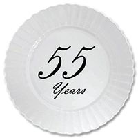 55 Years Classy Black Plastic Dessert Plate (8 CT) by Partypro