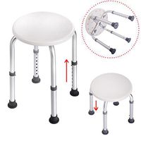 JAXPETY 7 Height Adjustable Stool Bath Bench Lightweight Shower w/Non-Slip Seat Round White