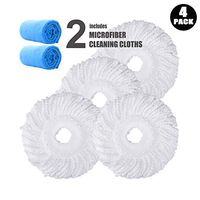 Microfiber Replacement Mop Head Refill for 360° Spin Magic Mop - Round Shape Standard Universal Size (4 Pack)