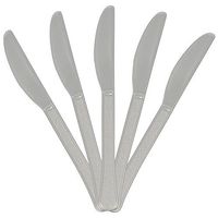 JAM PAPER Premium Utensils Party Pack - Plastic Knives - Silver - 48 Disposable Knives/Pack