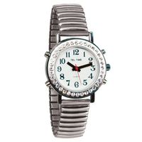 Ladies Talking Watch with Rhinestone Bezel and Expansion Band -Spanish