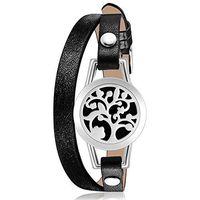 Essential Oil Diffuser Bracelet, 25MM Aromatherapy Bracelets for Women Men, Stainless Steel Diffuser Bracelet Jewelry Gift Set, Free 8 Color Felt Pad, Tree of Life