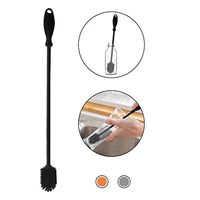 Zeattain Silicone Bottle Brush, Comfortable Grips Water Bottle Cleaning Brushes with 15 Inches Long Handle, 1Pcs Black