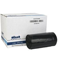 Plasticplace 32-33 Gallon Trash Bags │ 1.2 Mil │ Black Drawstring Garbage Can Liners │ 33” x 39” (100 Count)