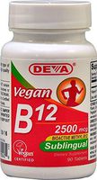 Vegan Sublingual B-12, 2500 mcg, 90 Tabs by Deva Vegan Vitamins (Pack of 2)
