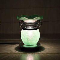 Glass Essential Oil Diffuser, Decorative Aromatherapy Humidifier w/Hand-crafed Glass Vase Cover & Pretty LED Light, Soft and Bright Night Light, Cool Mist Humidifier for Home,Premium Gift Fo (Green)