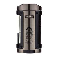 LUBINSKI Torch Cigar Lighter,Windproof Butane Four Torch Jet Blue Flame QuadrupleTorch Cigarette Lighter for Cigar Cooking BBQ Topsense (Black)