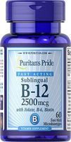 Puritan's Pride Vitamin B-12 2500 mcg Sublingual with Folic Acid, Vitamin B-6 and Biotin-60 Microlozenges