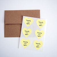 Happily Ever After Stickers by Once Upon Supplies, Heart Seals and Labels for Wedding Invitations, Thank You Cards, and Bridal Shower Invitations, 1.5 Inches X 1.5 Inches, Pastel Yellow, 48 Stickers