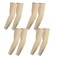 The Elixir Compression Athletic Arm Sleeves, UV Protective Perfect for Basketball, Baseball, Running (Pack of 4 Pairs, Beige)