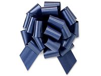 Pack Of 50, 5.5" Solid Navy Blue 100% Polypropylene Flora Satin Gift Pull Bows 20 Loops for gift baskets & gift packaging