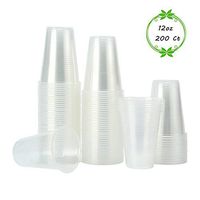 [200 Pack - 12 oz.] Tashiliving Crystal Clear PP Plastic Cups,Disposable Plastic Cups