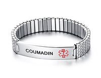 HUANIAN Free Engraving-Unisex Stainless Steel Medical Alert ID Stretch Bracelet for Men and Women