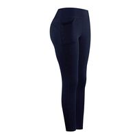CCOOfhhc High Waist Yoga Pants with Pockets,Womens Ankle Length Leggings Opaque Slim &Tummy Control Solid Stretch Workout Pants (Navy, L)
