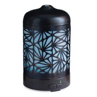 Airomé Bronze Palmette Metal Essential Oil Diffuser|100 mL Humidifying Ultrasonic Aromatherapy Diffuser 8 Colorful LED Lights, Intermittent & Continual Mist Auto Shut-Off, Black and Bronze