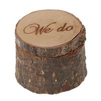 Natural Wooden We do Rustic Wedding Engagement Ring Box Holder Bearer Holder