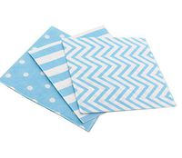 Youmewell Blue Party Napkins,Striped,Chevron,Dot, 3-Ply 300 Count