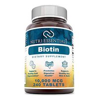 Nutri Essentials Biotin 10000 Mcg Tablets Dietary Supplements (Non-GMO, Gluten-Free) - Supports Healthy Cells Regeneration - Promotes Digestive Support (240 Count)