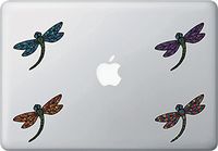 Yadda-Yadda Design Co. Dragonfly - Patterned Dragonfly - Vinyl Trackpad Tablet Decal - Copyright2016 (3" w x 2.75" h) (Small, Multipack of 4)