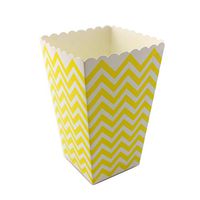 IPALMAY 36 PCS Mini Paper Popcorn Boxes - Treat Boxes - Gift Boxes - Candy Boxes, Family Movie Night Boxes, Yellow and White Chevron