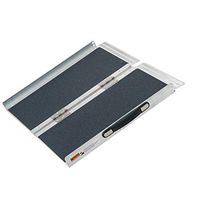 24Inches Silver Black Aluminum Foldable Wheelchair Ramp Portable Stair with Side Wall and Handle with Ebook