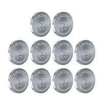 3.7V 45mAh LIR2032 Rechargeable Cell Li-ion Button Battery UL Certified for Bluetooth Earphone Light Game Controllers (10packs)