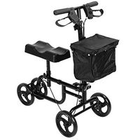 Foldable Knee Walker Scooter with Brake Basket Height Adjustable Drive Cart Walking Stick for Leg, Foot Injuries