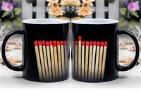 Amymami Personalized Gifts Heat Changing Magic Coffee Mug - Match Lighter Matches Sticks Match Head Wood