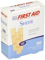 American White Cross Sheer Adhesive Strips, Sterile, 3/8" x 1-1/2" Junior, 100/Box, 24 Box/Case (Pack of 2400), 1298033