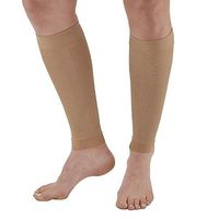 Ames Walker AW 5101 Microfiber Compression Leg Sleeves Sand Small Relieves Tired Legs Relief for strained Calf Muscles Non Binding top and Bottom welt Therapeutic Relief Improves Circulation