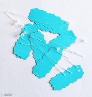 HAND Plain Assorted Colours Labeling Shaped Paper Tags 45x20mm with Nylon Lock String - Appx 500 pcs (Blue)