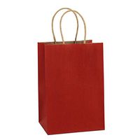 BagDream Kraft Paper Bags 25Pcs 5.25x3.75x8 Inches Small Paper Gift Bags with Handles Shopping Bags, Kraft Bags, Red Stripes Party Bags