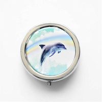 RhyNSky Dolphin - Animal Mini Portable Pocket Pill Box Case Holder for Purse, 3 Compartments, Silvery, C183