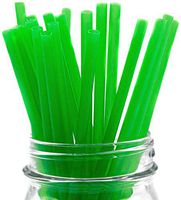 Made in USA Pack of 250 Green Slim (7.75" X 0.21") Plastic Drinking Straws (FDA-approved, Non-toxic, BPA-free)