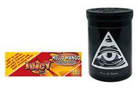 Herb Airtight Container Fresh Kettle with Juicy Jay's Mello Mango 1.25 Flavored Hemp Rolling Papers 1 Count DC Crafts Nation- Illuminati