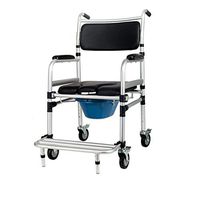 Tx Non-Slip Folding Strong and Stable Commode Chair with Padded Toilet Seat Bathroom Shower Stool Elderly Person/Pregnant Woman/Handicapped Person Mobile Potty Chair Belt Wheel