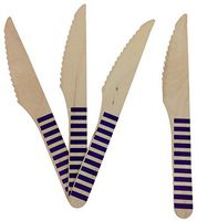 Just Artifacts Wooden Cutlery Utensil 12pcs StripedRoyal Purple Knife
