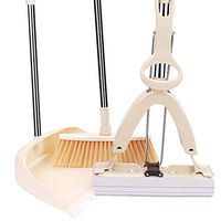 Broom and Dustpan With Long Handle Telescopic Up Windproof Soft Brush Extra Long Handle Broom Set Stainless Steel Rod Non-stick Hair Broom And Dustpan Used For Lobby Floor Home Kitchen Garden Schools