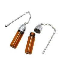 57mm Glass Snuff Dispenser with Spoon Bullet Rocket Snorter Portable Pill Box Vial Mini Pill Container (2 pcs)