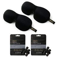 SMUG Eyelash Friendly Contoured 3D Blackout Beauty Sleep Mask/Eye Mask Twin Pack Set with Earplugs (8 Pairs), Black
